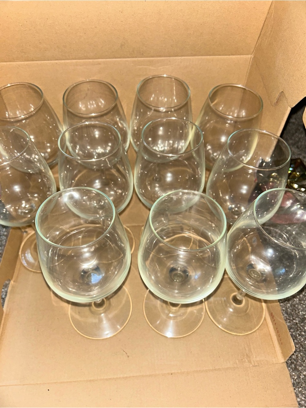 Set of 11 Clear Stemmed Wine Glasses